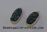 NGP6909 10*22mm - 12*25mm freeform plated druzy quartz pendants