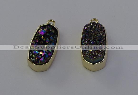 NGP6910 10*22mm - 12*25mm freeform plated druzy quartz pendants