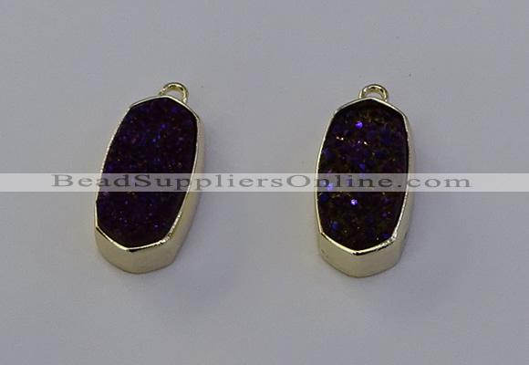 NGP6912 10*22mm - 12*25mm freeform plated druzy quartz pendants