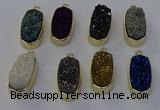 NGP6915 10*22mm - 12*25mm freeform plated druzy quartz pendants