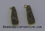 NGP6930 10*30mm - 12*35mm trapezoid plated druzy quartz pendants