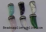 NGP6988 12*40mm - 15*45mm horn mixed gemstone pendants