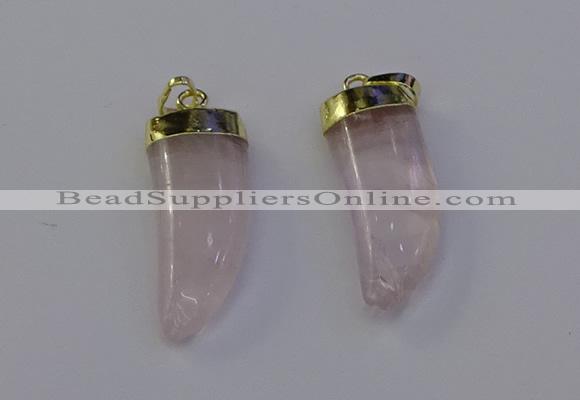 NGP6993 12*40mm - 15*45mm horn rose quartz pendants wholesale