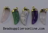 NGP7008 12*40mm - 15*45mm horn mixed gemstone pendants