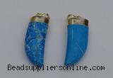 NGP7026 12*35mm - 14*40mm horn white howlite turquoise pendants