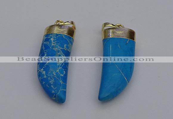 NGP7026 12*35mm - 14*40mm horn white howlite turquoise pendants