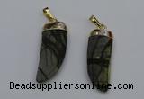 NGP7040 12*35mm - 14*40mm horn black water jasper pendants