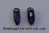 NGP7060 12*30mm - 15*35mm faceted bullet amethyst pendants