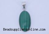 NGP708 12*24mm oval natural malachite with sterling silver pendant