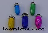 NGP7086 12*30mm - 15*35mm faceted bullet white howlite turquoise pendants