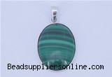 NGP709 16*24mm oval natural malachite with sterling silver pendant