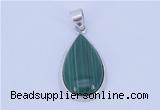 NGP710 14*37mm teardrop natural malachite with sterling silver pendant