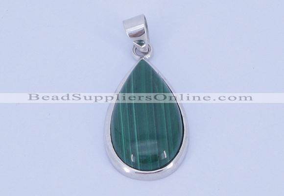 NGP710 14*37mm teardrop natural malachite with sterling silver pendant