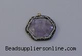 NGP7112 30*30mm hexagon light amethyst pendants wholesale