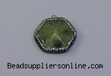 NGP7117 30*30mm hexagon green qutilated quartz pendants wholesale