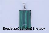 NGP712 13*25mm rectangle natural malachite with sterling silver pendant