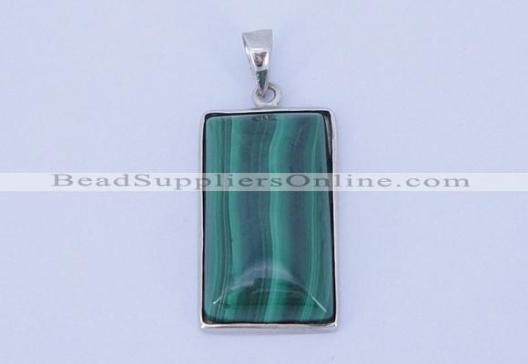 NGP712 13*25mm rectangle natural malachite with sterling silver pendant