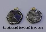 NGP7124 30*30mm hexagon labradorite gemstone pendants wholesale