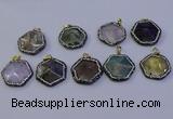 NGP7126 30*30mm hexagon mixed gemstone pendants wholesale