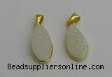 NGP7178 10*20mm flat teardrop druzy quartz pendants wholesale