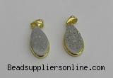 NGP7179 10*20mm flat teardrop plated druzy quartz pendants