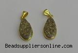 NGP7181 10*20mm flat teardrop plated druzy quartz pendants