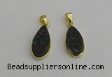 NGP7182 10*20mm flat teardrop plated druzy quartz pendants