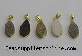 NGP7183 10*20mm flat teardrop plated druzy quartz pendants