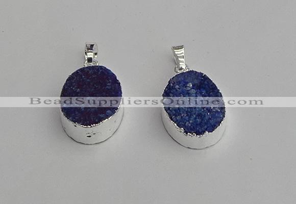 NGP7190 15*20mm oval druzy quartz pendants wholesale