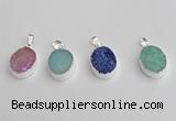 NGP7192 15*20mm oval druzy quartz pendants wholesale