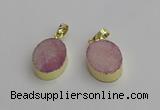 NGP7198 15*20mm oval druzy quartz pendants wholesale