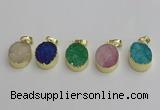 NGP7203 15*20mm oval druzy quartz pendants wholesale