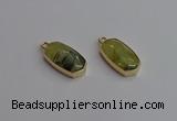 NGP7263 13*25mm faceted freeform green rutilated quartz pendants