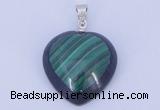 NGP732 20*20mm heart natural malachite & black agate with 18KGP pendant