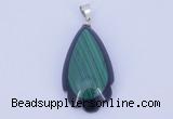 NGP733 17*34mm teardrop natural malachite & black agate with 18KGP pendant