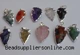 NGP7366 15*20mm - 22*40mm arrowhead mixed gemstone pendants