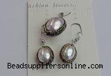 NGP7398 15*18mm - 18*22mm oval shell pearl jewelry sets