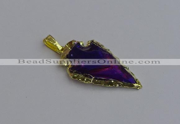 NGP7410 22*30mm - 25*40mm arrowhead plated obsidian pendants