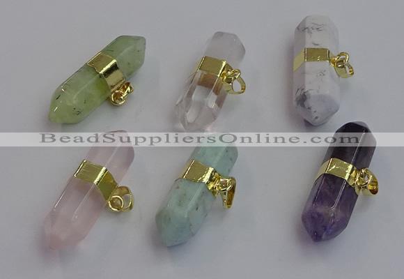 NGP7455 12*45mm sticks mixed gemstone pendants wholesale