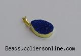 NGP7486 15*20mm flat teardrop plated druzy agate gemstone pendants