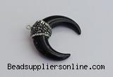 NGP7530 35*38mm horn black agate pendants wholesale