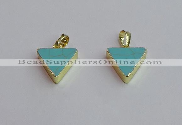 NGP7563 15*16mm triangle white howlite turquoise pendants