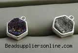 NGP7571 12*12mm hexagon plated druzy agate pendants wholesale