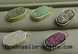 NGP7580 10*15mm oval plated druzy agate pendants wholesale