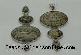 NGP8018 50*82mm - 52*86mm grey picture jasper pendant set jewelry