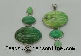 NGP8028 50*82mm - 52*86mm grass agate pendant set jewelry