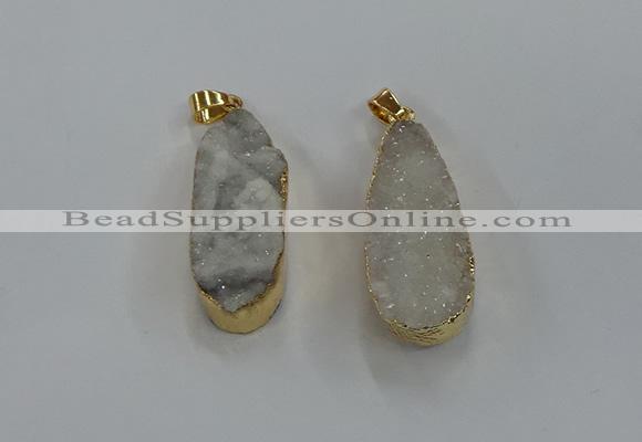 NGP8500 15*33mm - 17*40mm flat teardrop druzy agate pendants