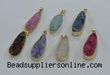 NGP8509 15*33mm - 17*40mm flat teardrop druzy agate pendants