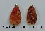 NGP8512 25*48mm - 27*52mm flat teardrop druzy agate pendants