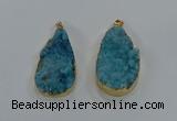 NGP8516 25*48mm - 27*52mm flat teardrop druzy agate pendants